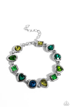 Abstract Admirer - Green Necklace & Bracelet Set