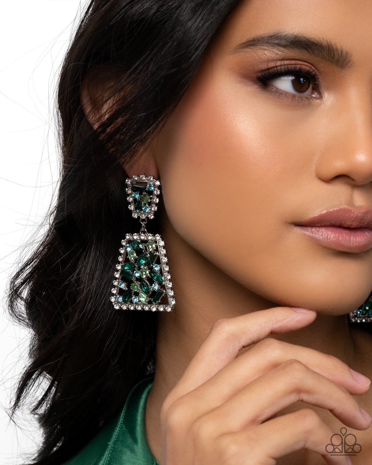 Glistening Gala - Green Earring