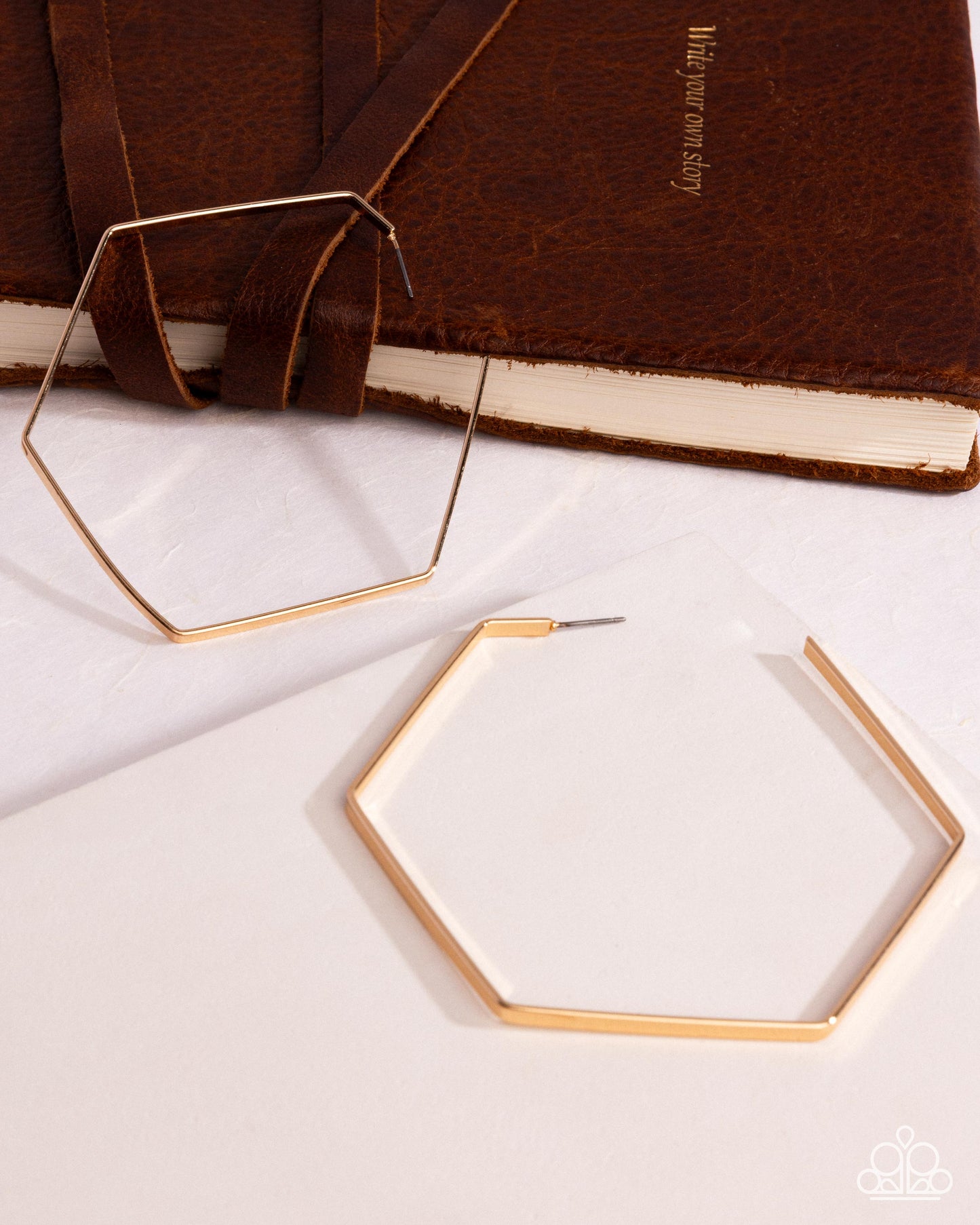 Handcrafted Hexagons - Gold Earring