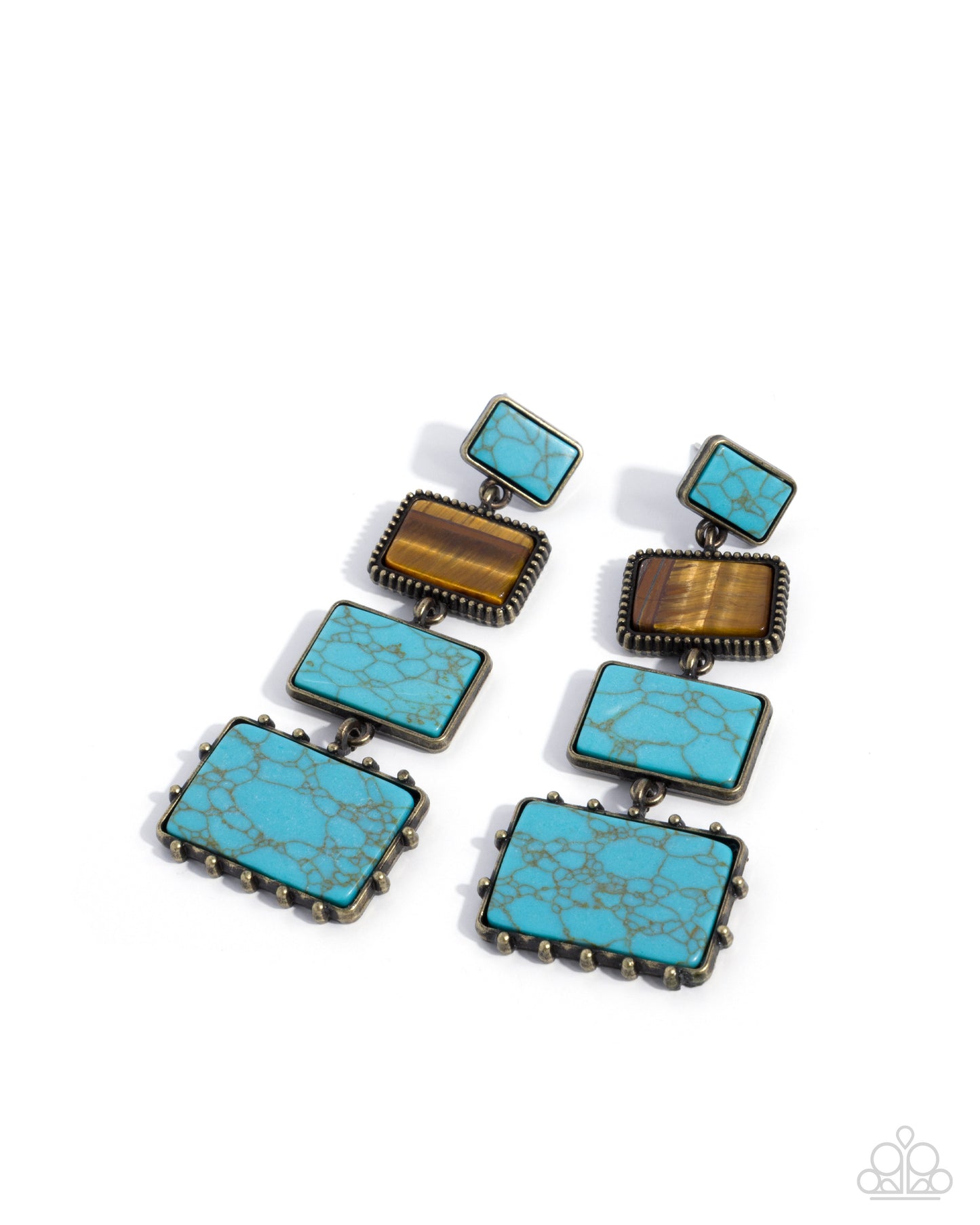 Serious Squares - Brass Earring
