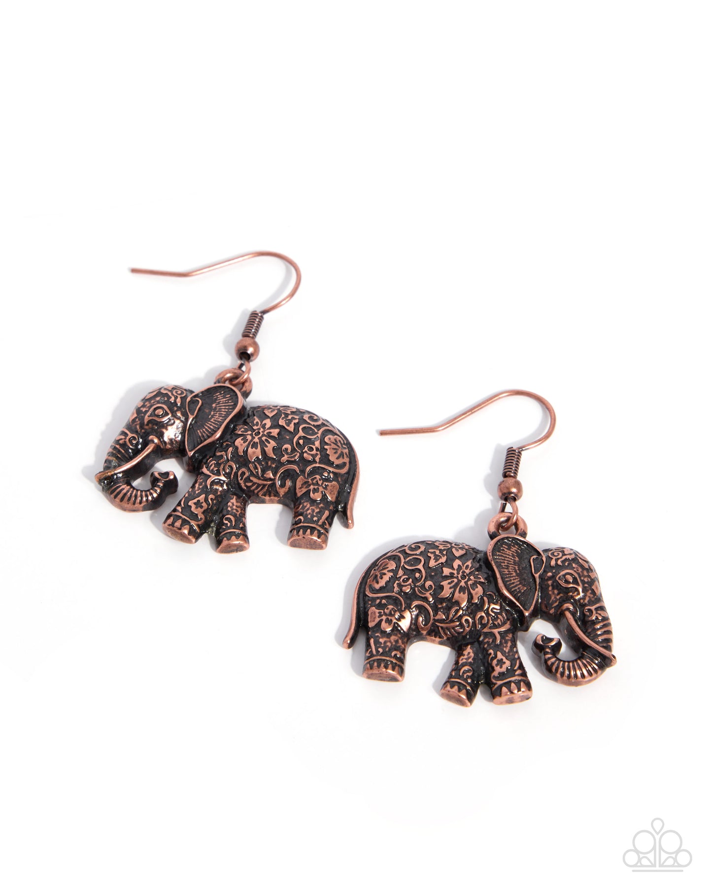 Embellished Elephant - Copper Earring