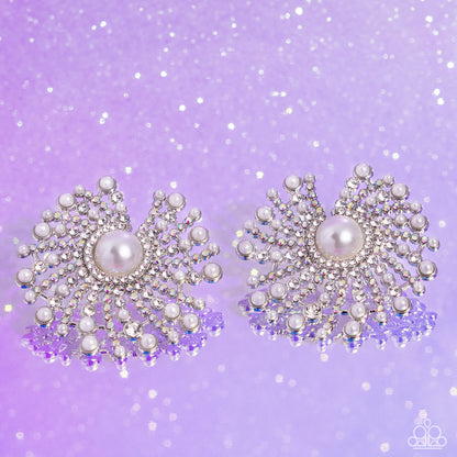Fancy Fireworks - White Earring