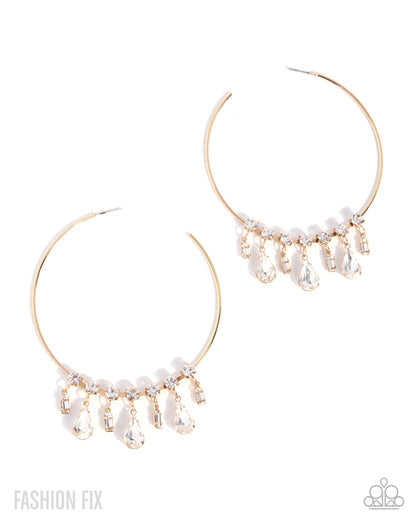 Over The Top Bling - Gold Earring