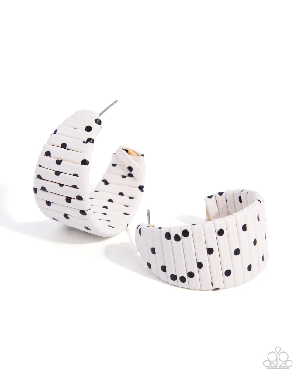 Polka Dotted Prize - White Hoop Earring