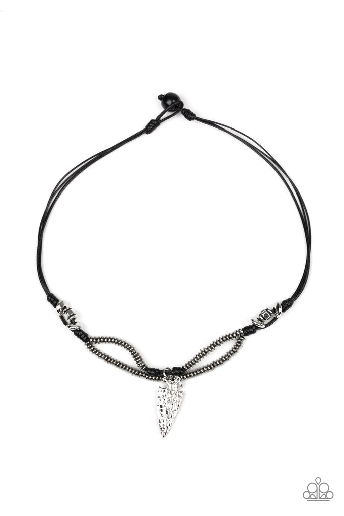 Off With His Arrowhead - Black Necklace