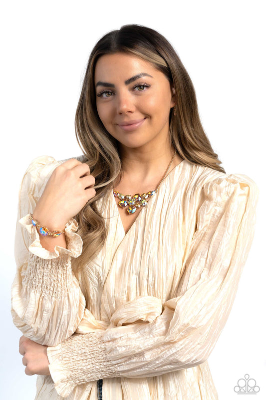 Round Royalty - Gold  Necklace & Bracelet Set