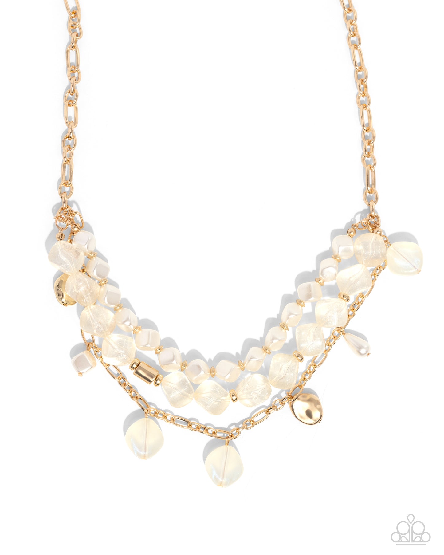 Cubed Cameo & Glittery Gala - Gold Necklace & Bracelet Set