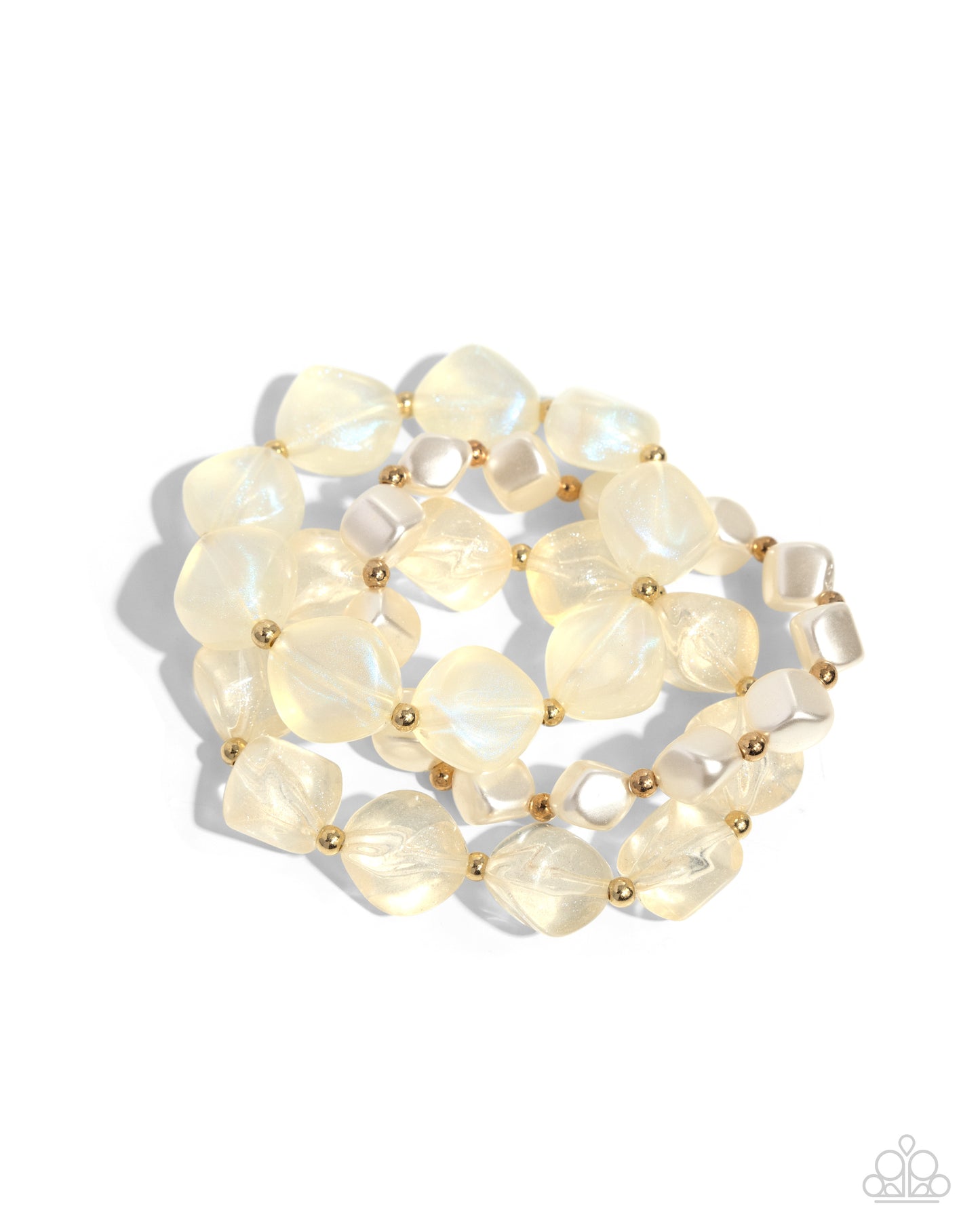 Cubed Cameo & Glittery Gala - Gold Necklace & Bracelet Set