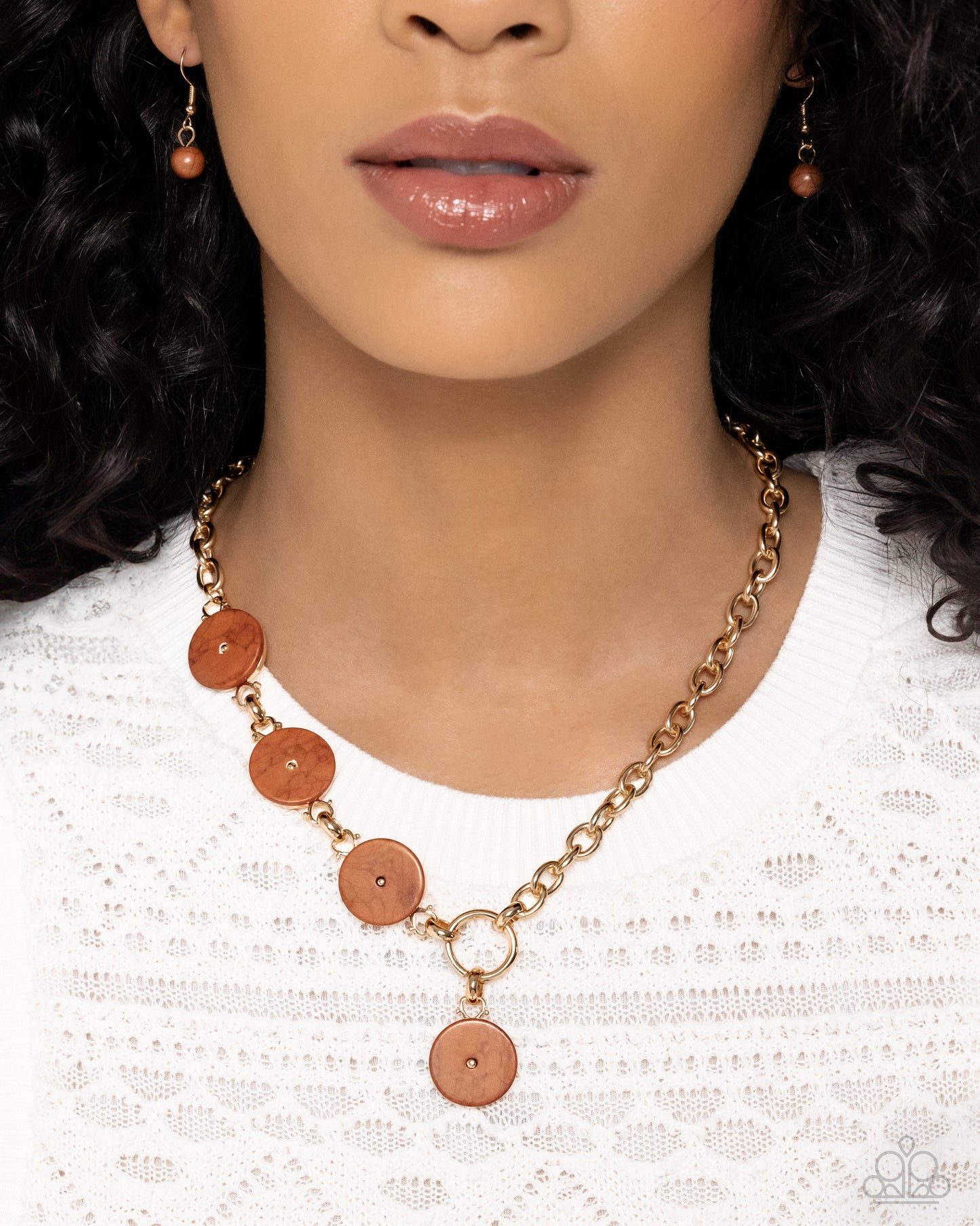 Savory Stone & Season- Brown Necklace & Bracelet Set