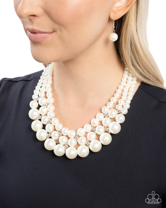 Glossy Gala - White Necklace