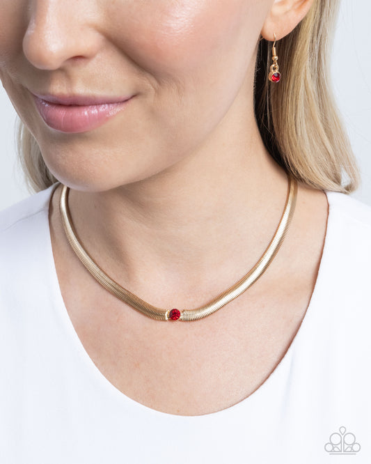 Stunning Solitaire - Red Necklace