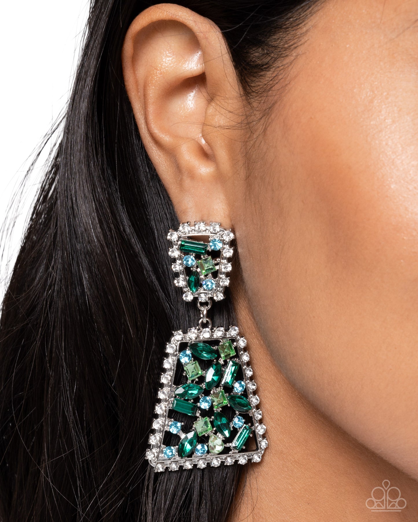 Glistening Gala - Green Earring