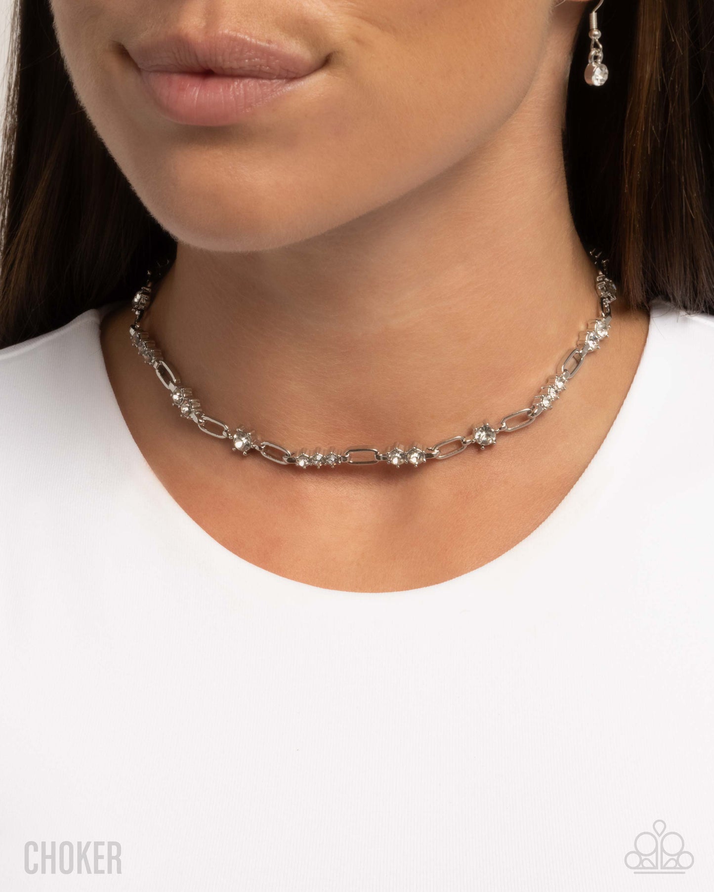 Pronged Pageantry - White Choker Necklace