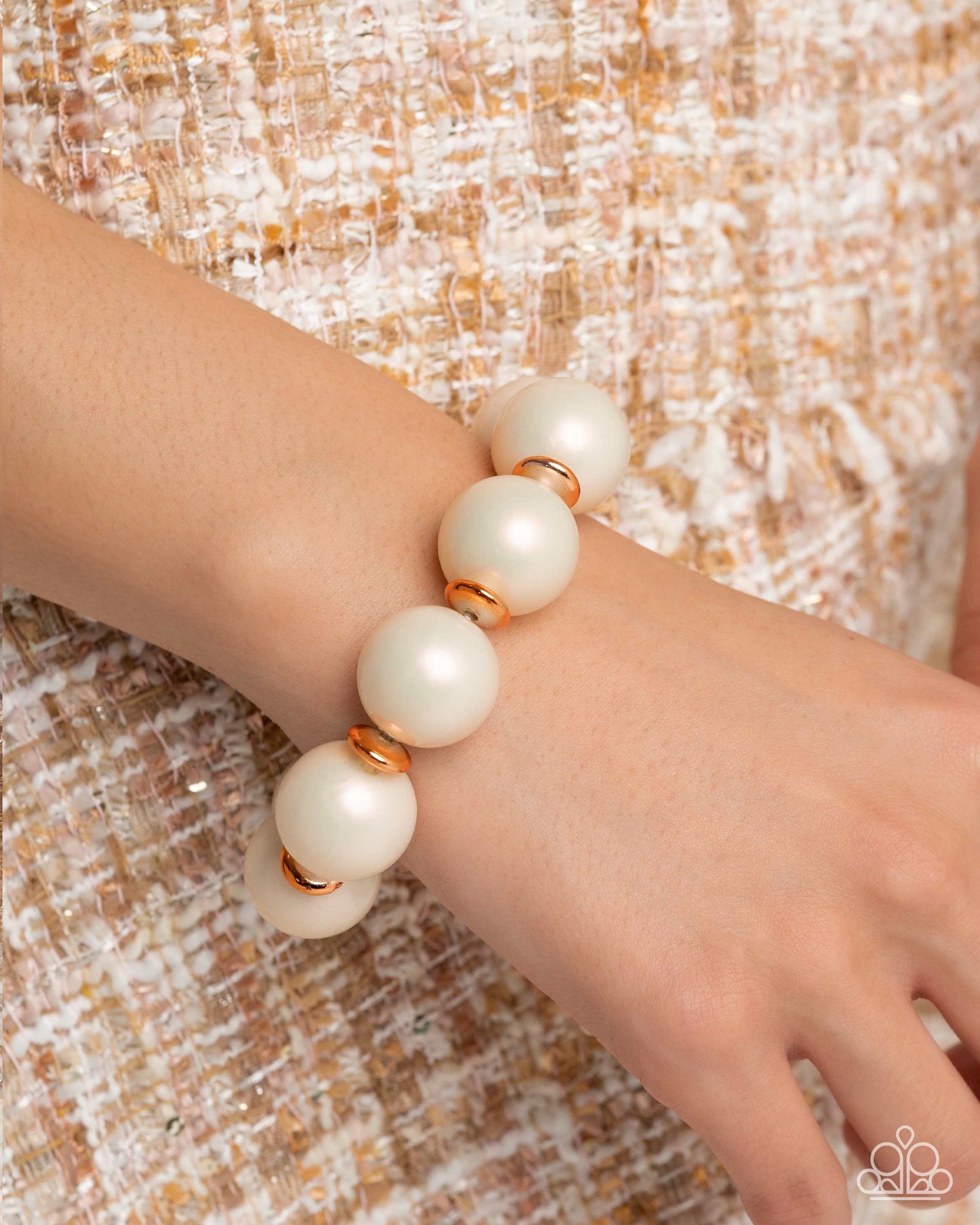 Pearl Platoon - Orange Necklace & Bracelet Set