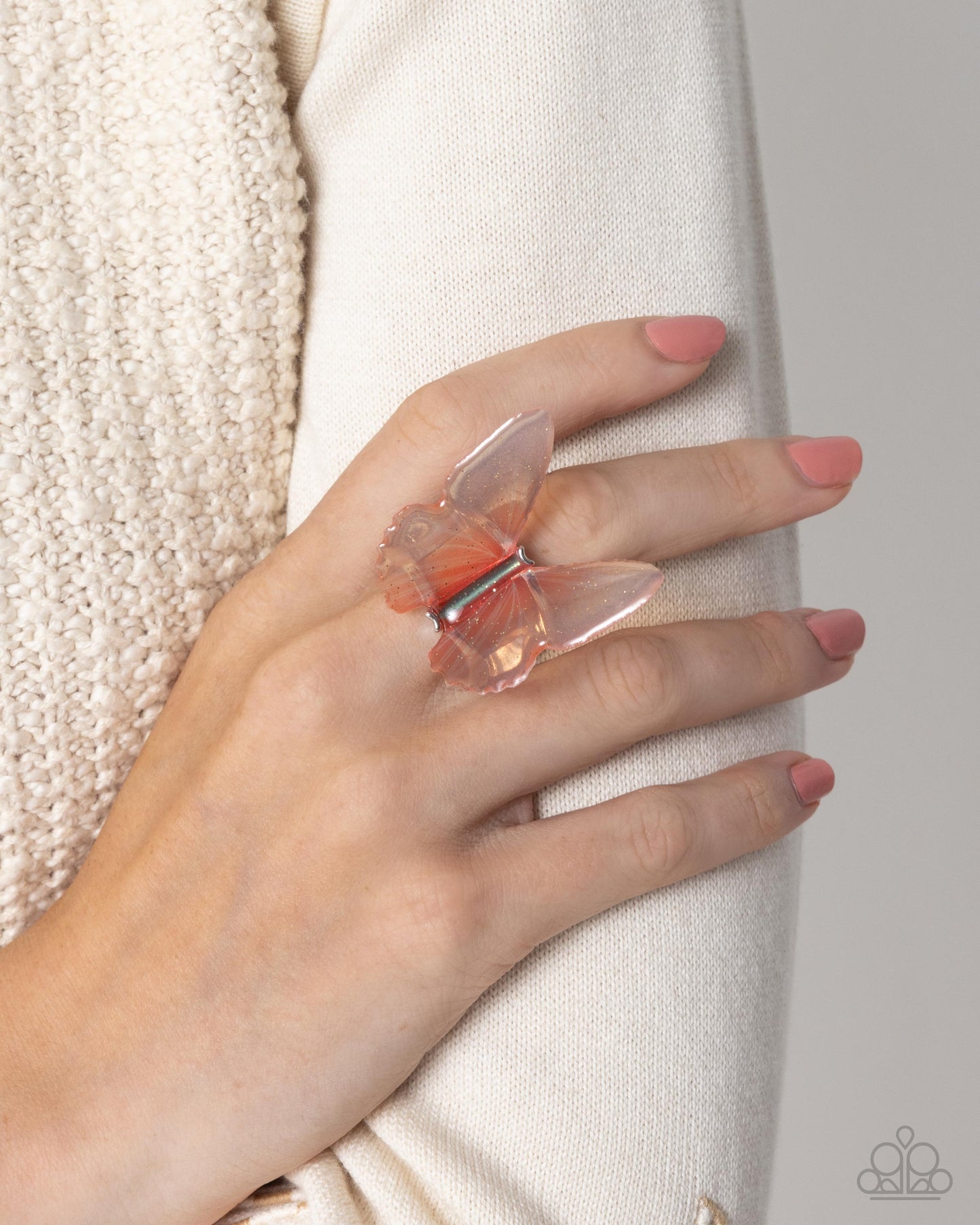 Fancy Flight - Pink Necklace & Ring Set