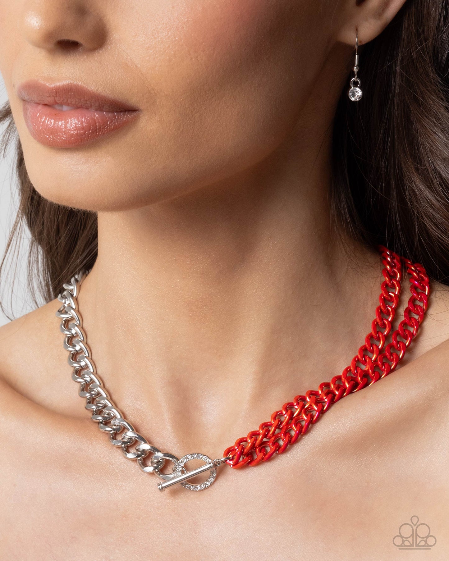 Iridescent Icon & Tourist Twists - Red Necklace and Bracelet Set