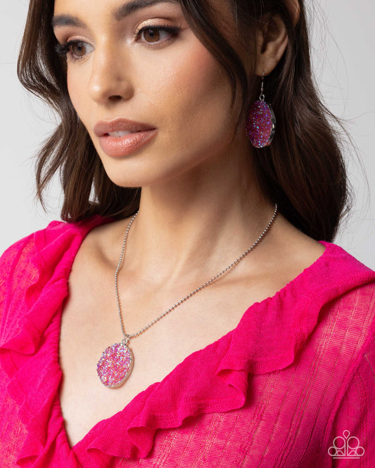 Dreamy Druzies & Dynamic Druzies - Pink Necklace & Earring Set