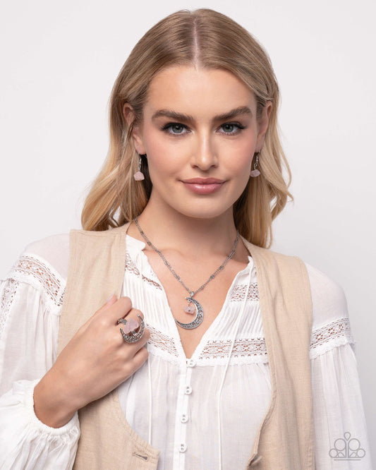 Crescent Charm & Planetary Perfection - Pink Necklace & Ring Set