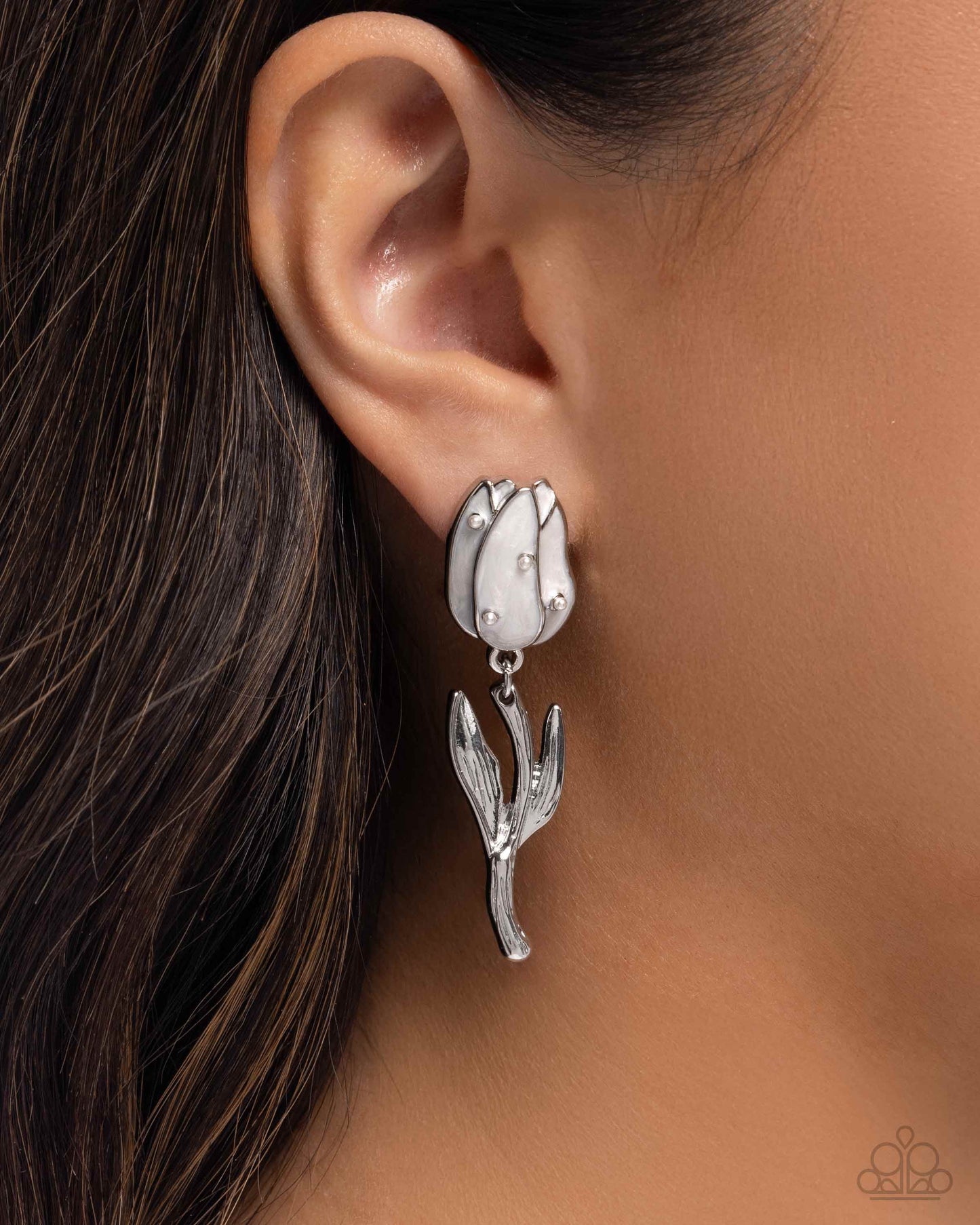 Timeless Tulip - White Earring