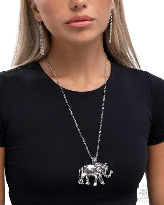 Elaborate Elephant - Silver Necklace