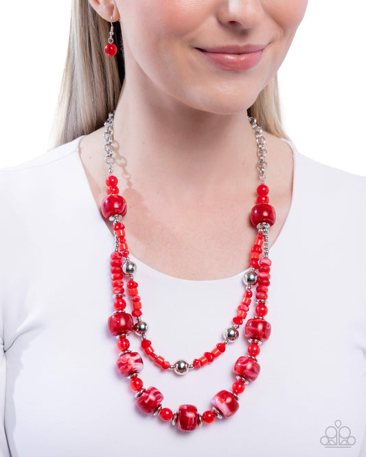Satisfying Swirls - Red Necklace