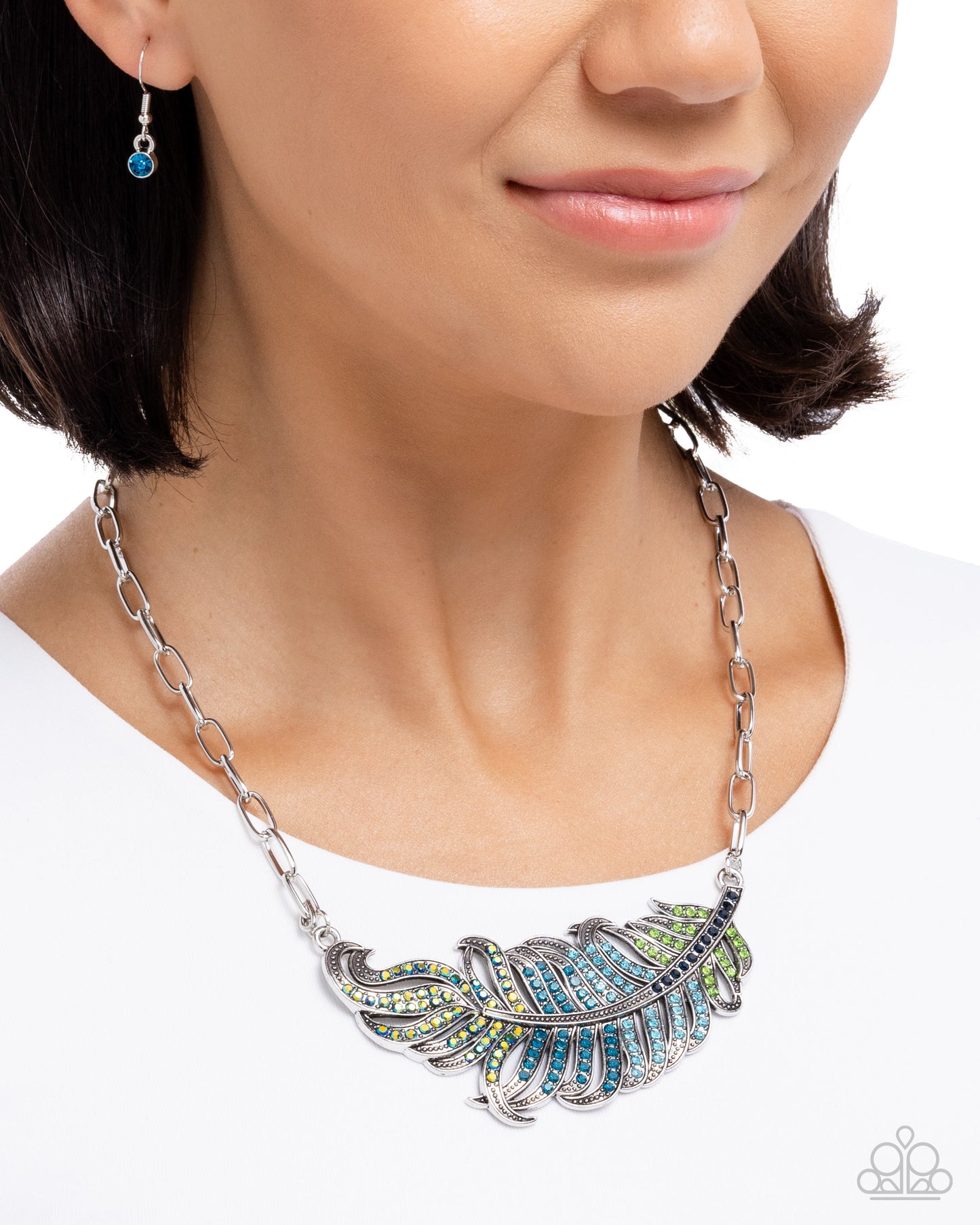Fancy Feather - Blue Necklace