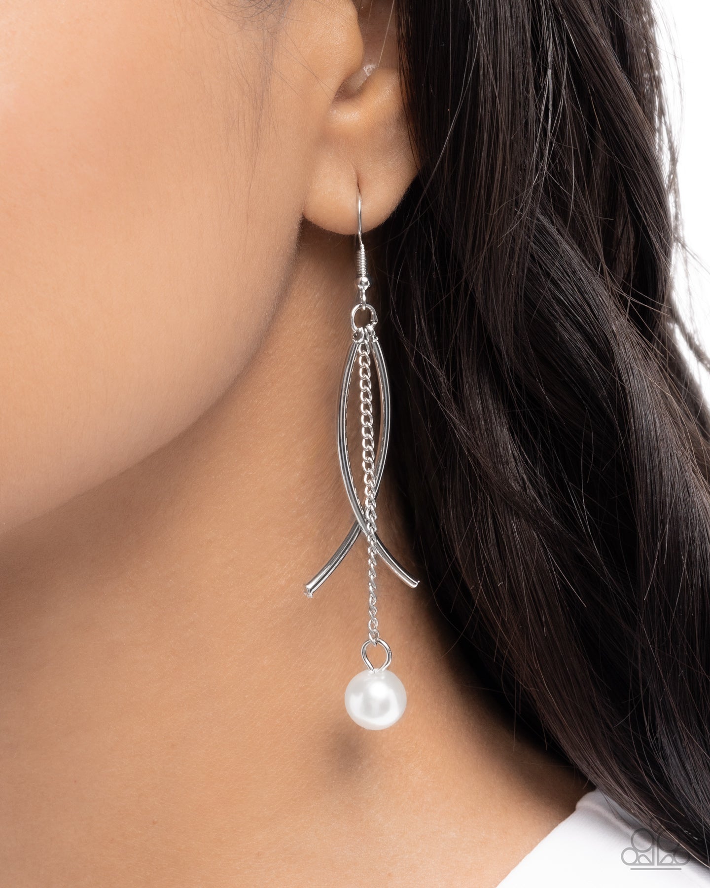 Captivating Curves - White Earring