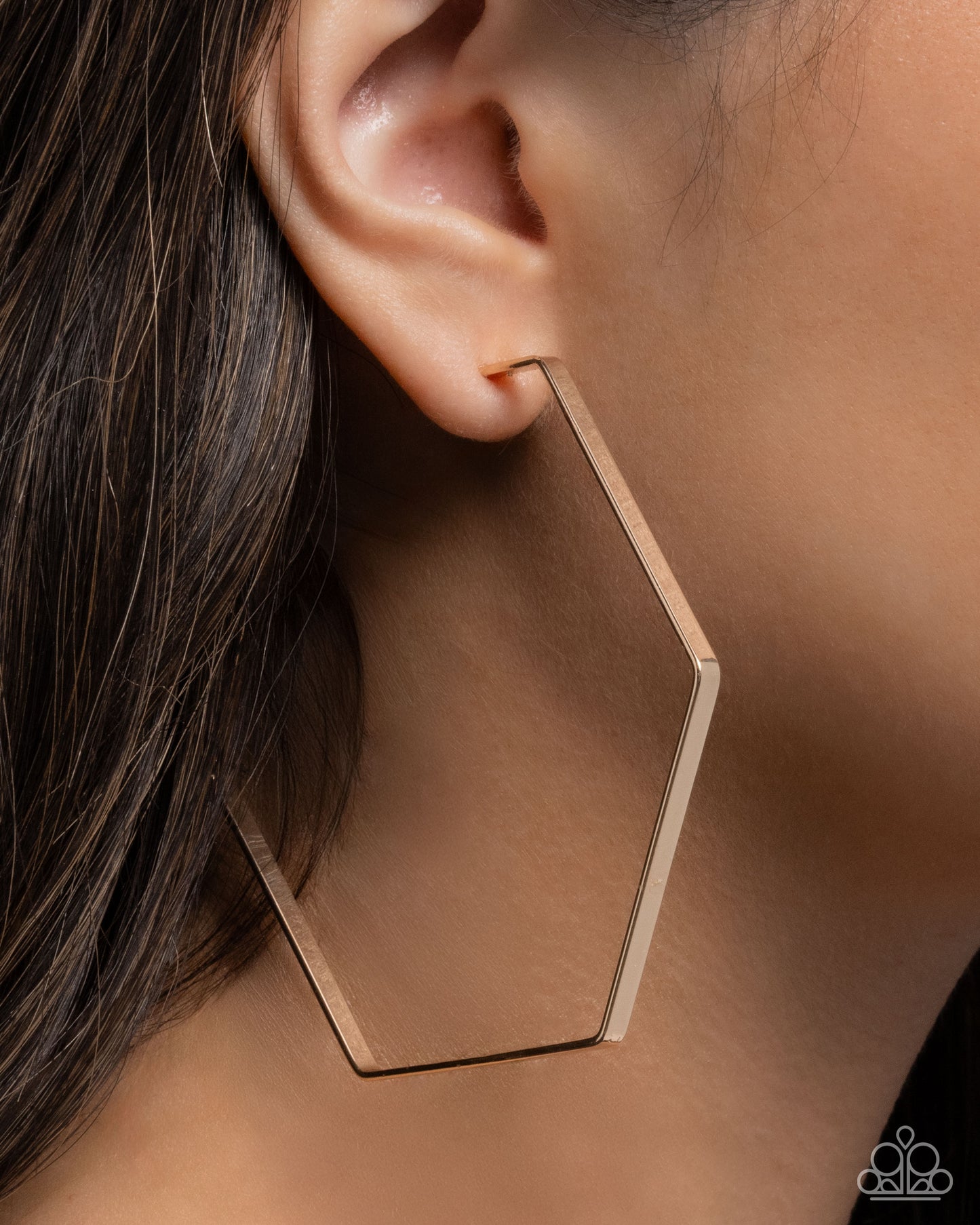 Handcrafted Hexagons - Gold Earring