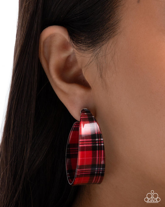 Fabulous Flannel - Red Earring
