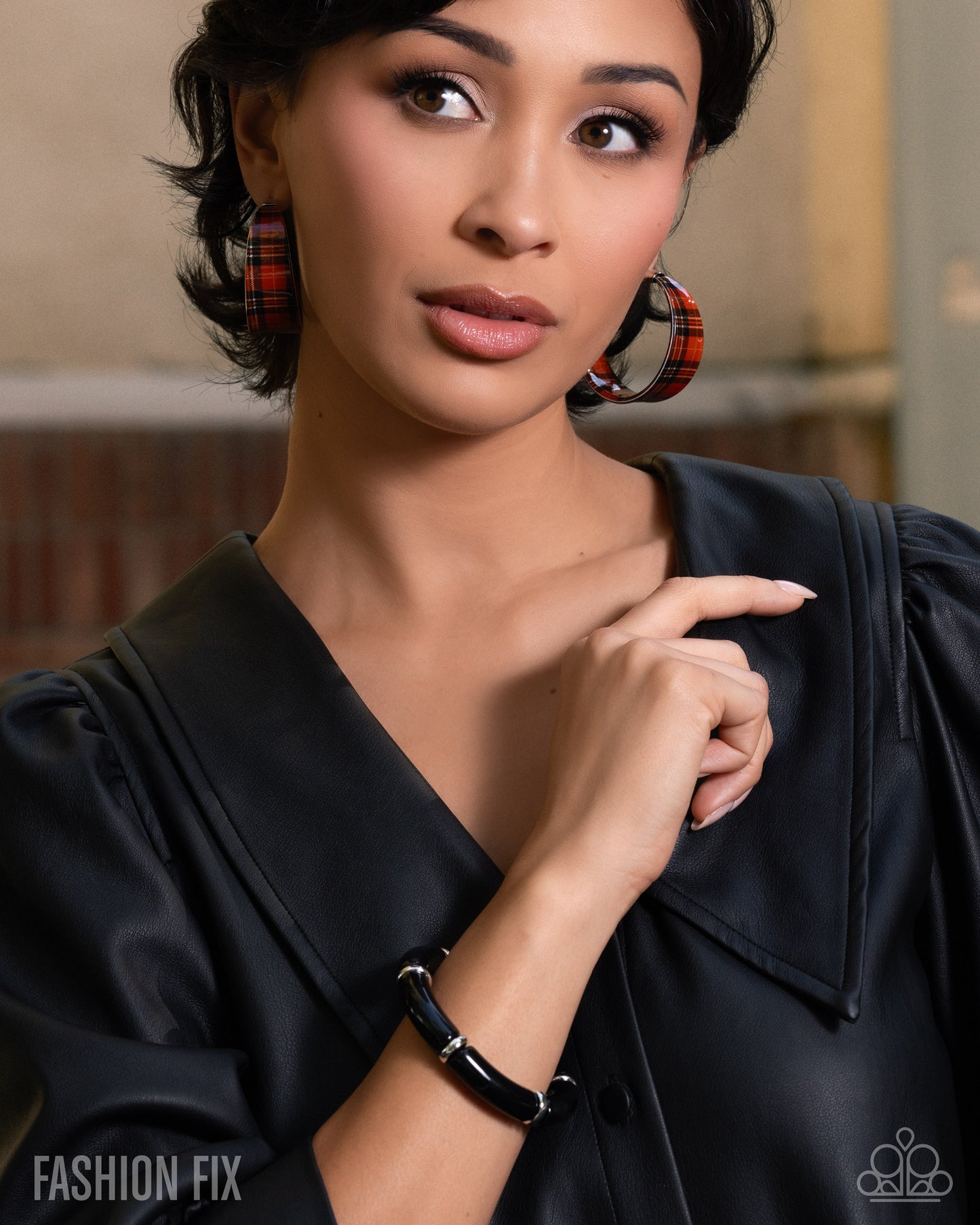 Fabulous Flannel - Brown Earring