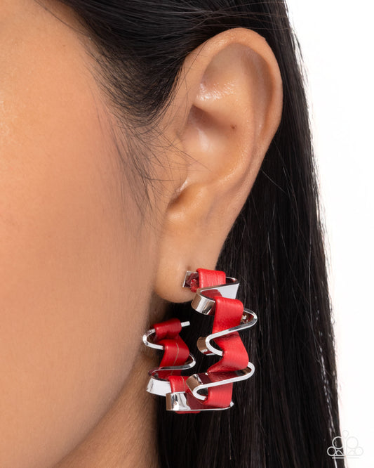 Captivating Corkscrew - Red Earring