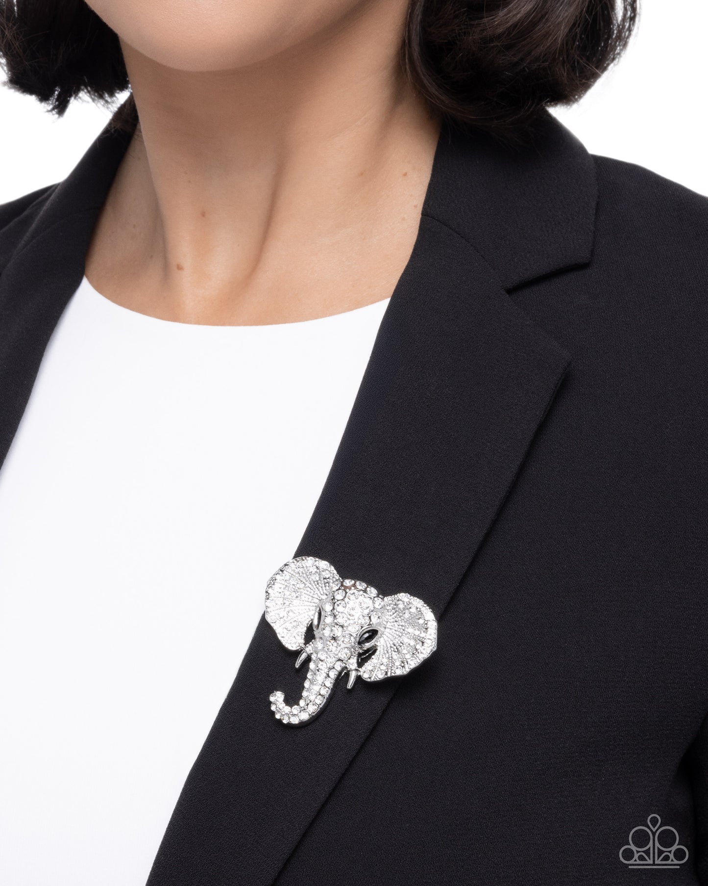 Elephant Empathy - White Brooch