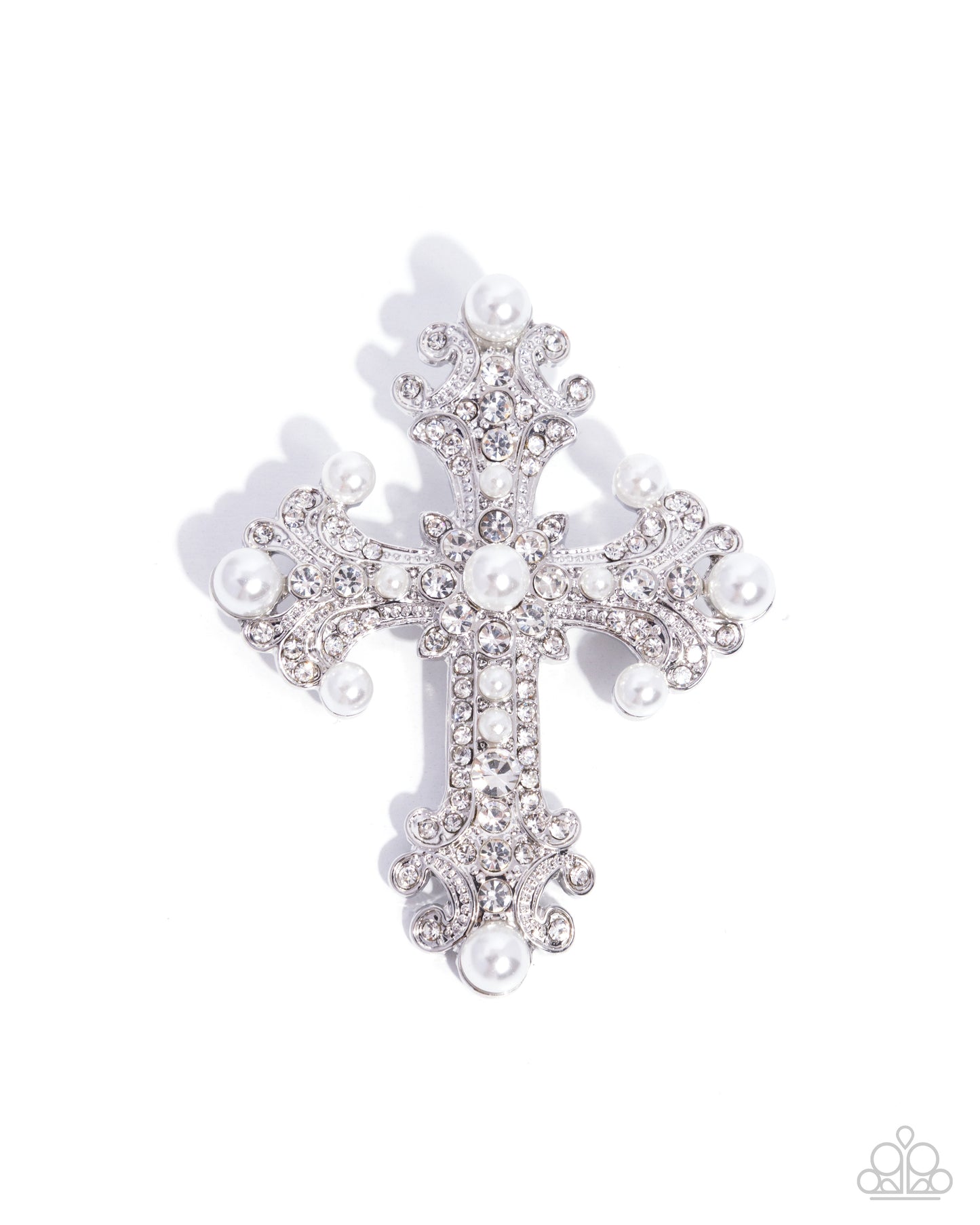 Candescent Cross - White Brooch