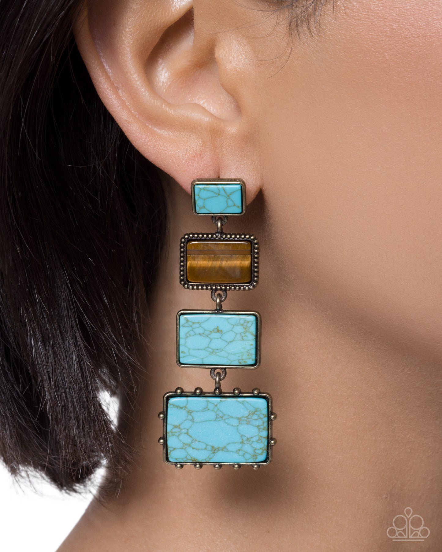 Serious Squares - Brass Earring