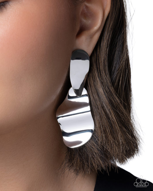 Abstract Acclaim - Silver Earring