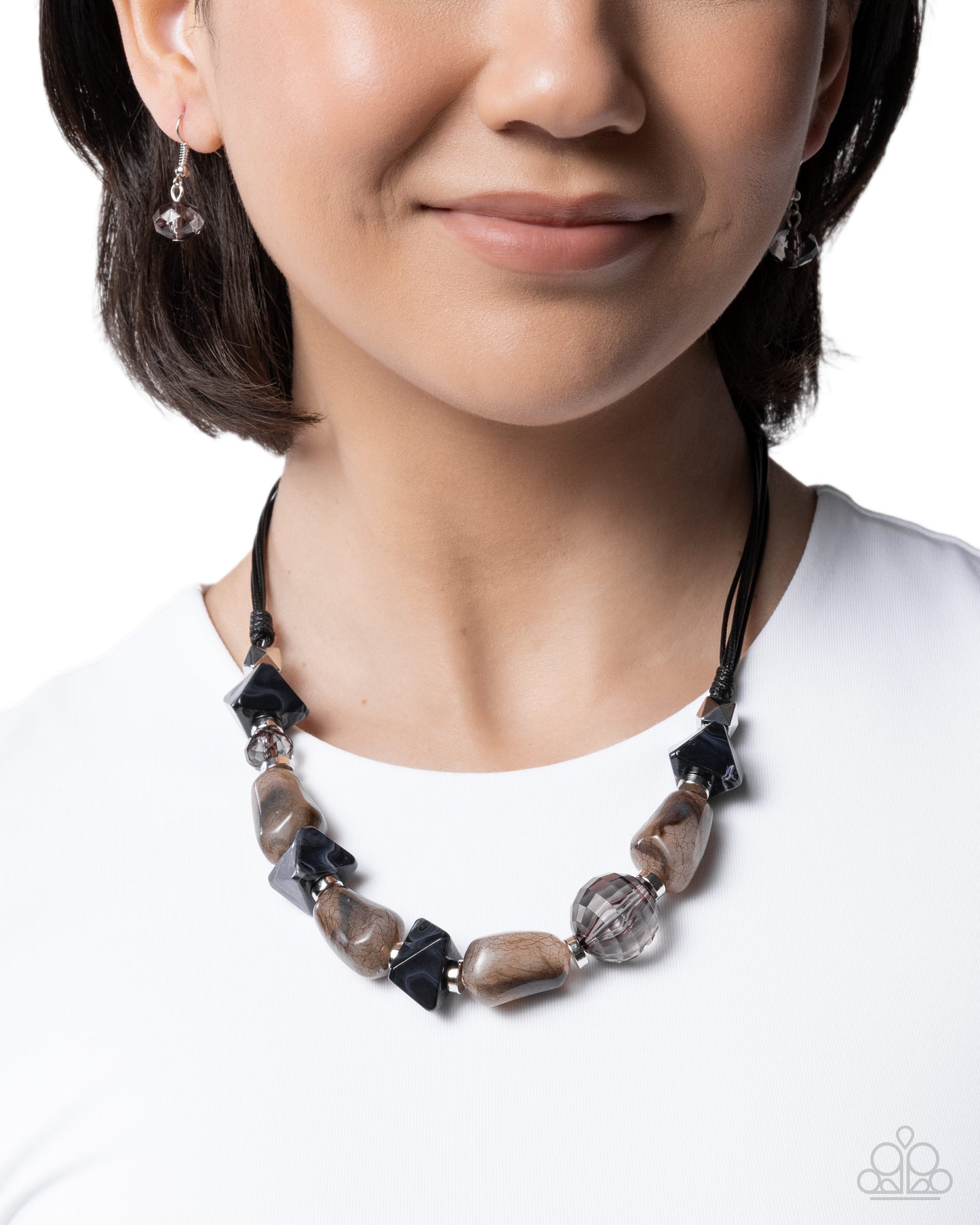 Textured Timeline - Black Necklace
