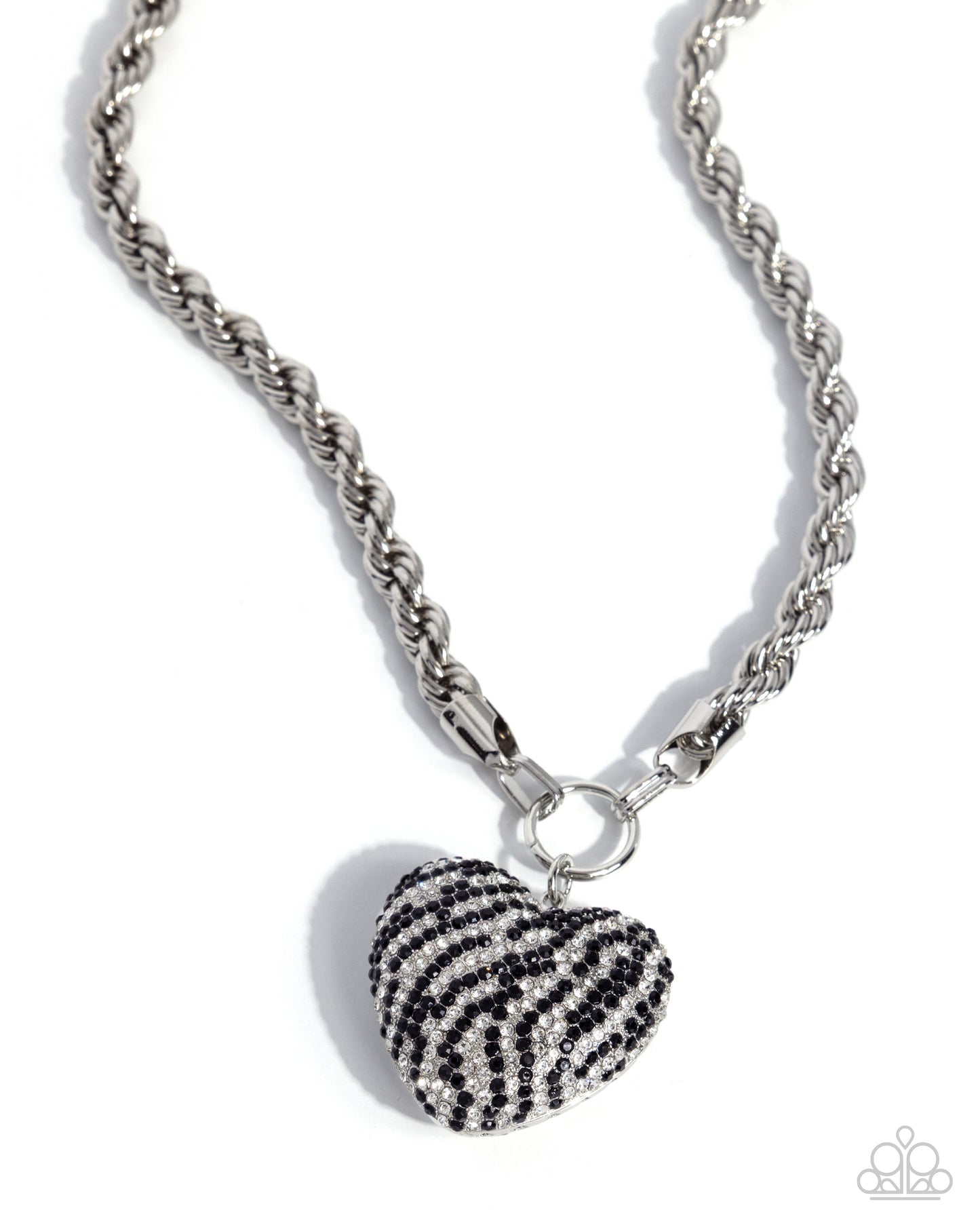 Striped Selfie & Sentiment - Black Necklace & Bracelet Set