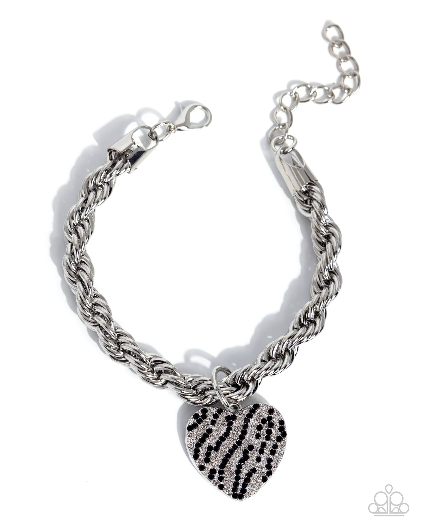 Striped Selfie & Sentiment - Black Necklace & Bracelet Set