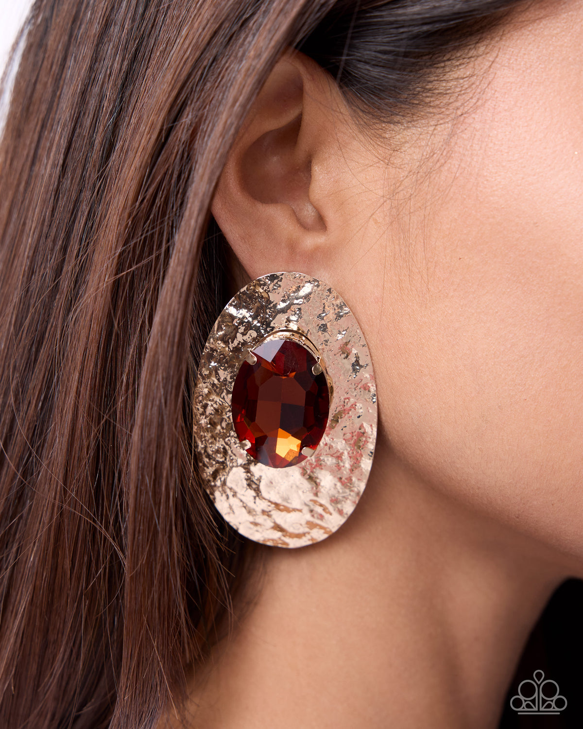 Ornately Oversized - Brown Earring