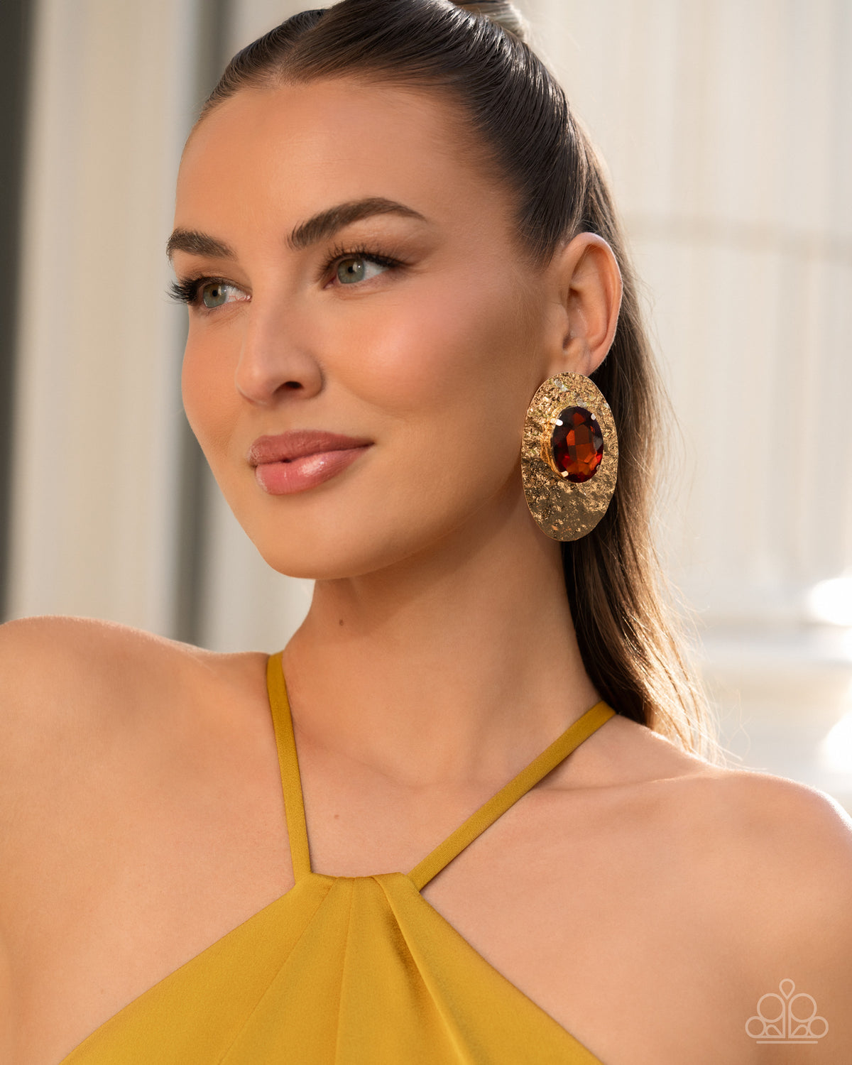 Ornately Oversized - Brown Earring