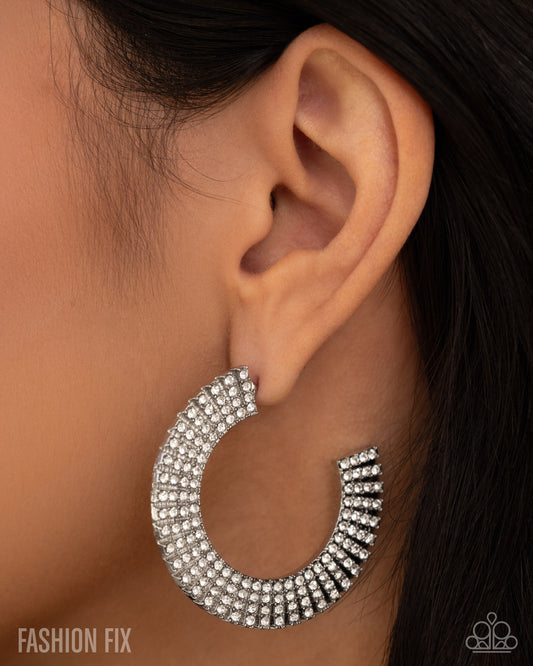 Audacious Allure - White Hoop Earring