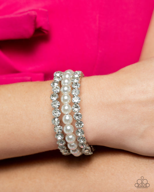 Grandiose Glitz - White Bracelet