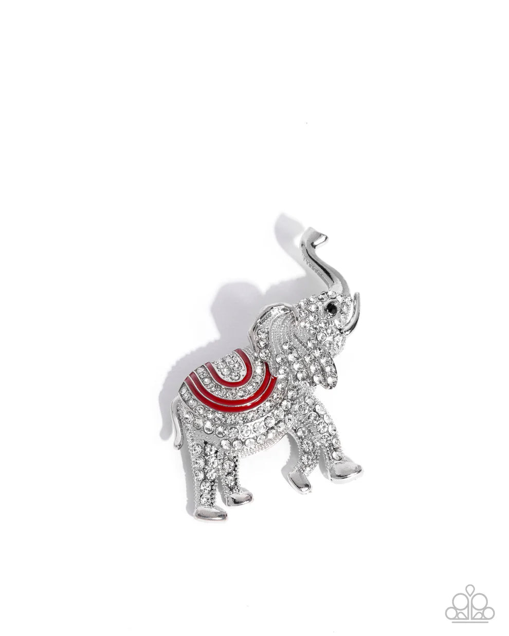 Elephant Embrace - Red Brooch