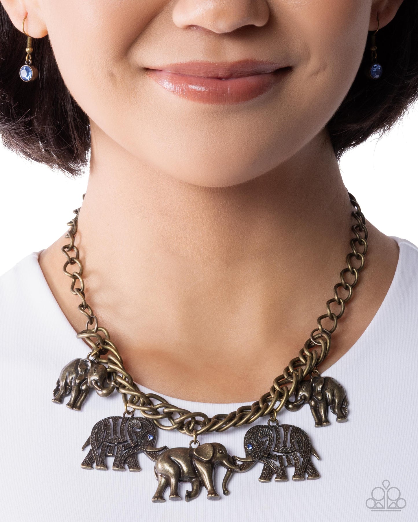 Elephant Herd - Brass Necklace