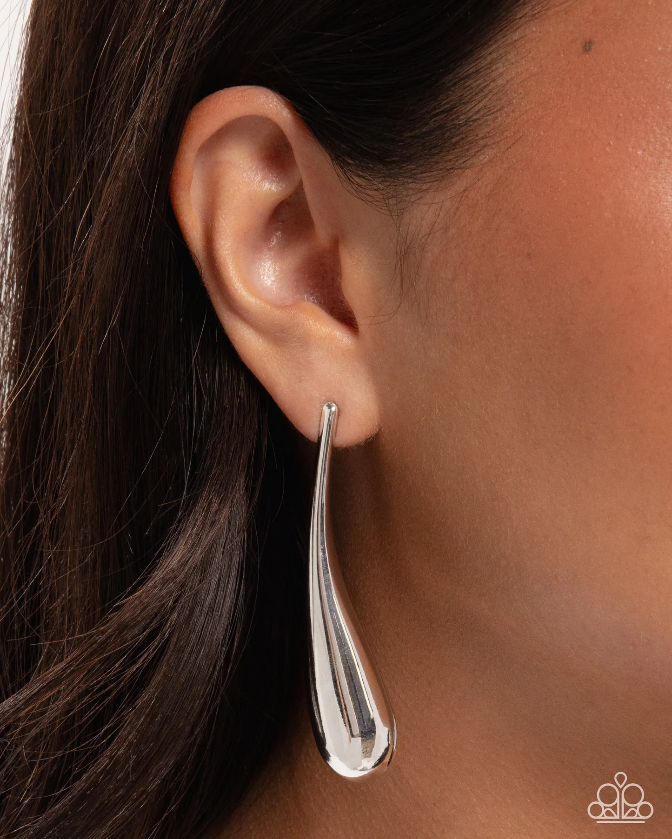 Elongated Effort - Silver Earring
