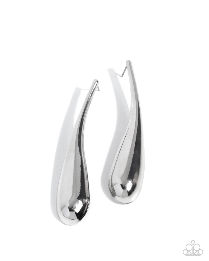 Elongated Effort - Silver Earring