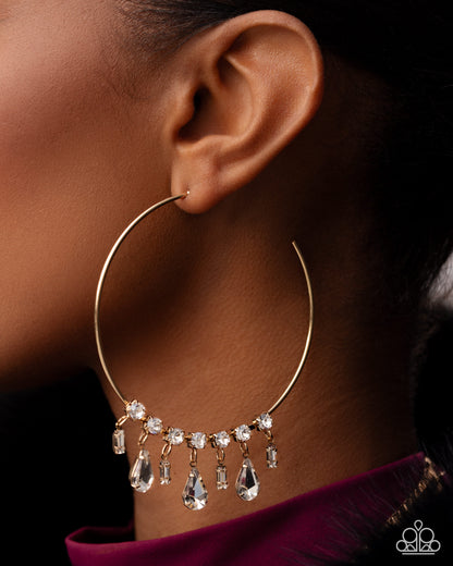 Over The Top Bling - Gold Earring