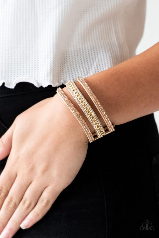 Rollin In Rhinestones - Gold Bracelet