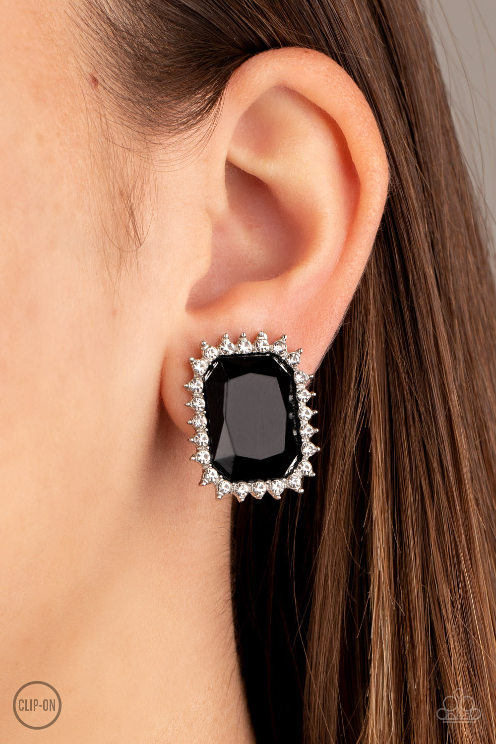 Insta Famous - Black Clip-On Earring