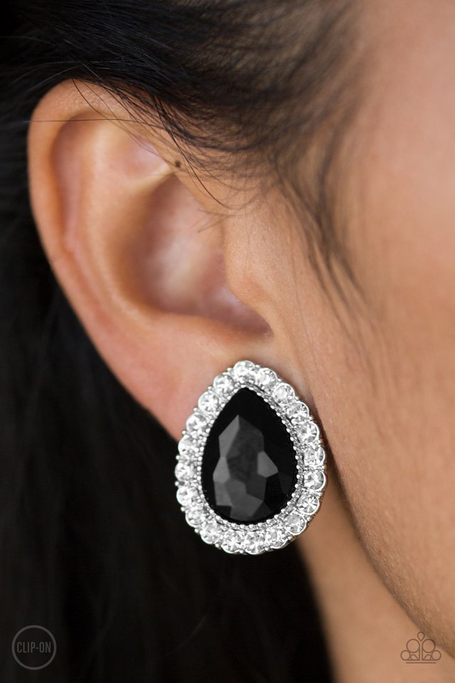 All HAUTE And Bothered - Black Clip-On Earrings